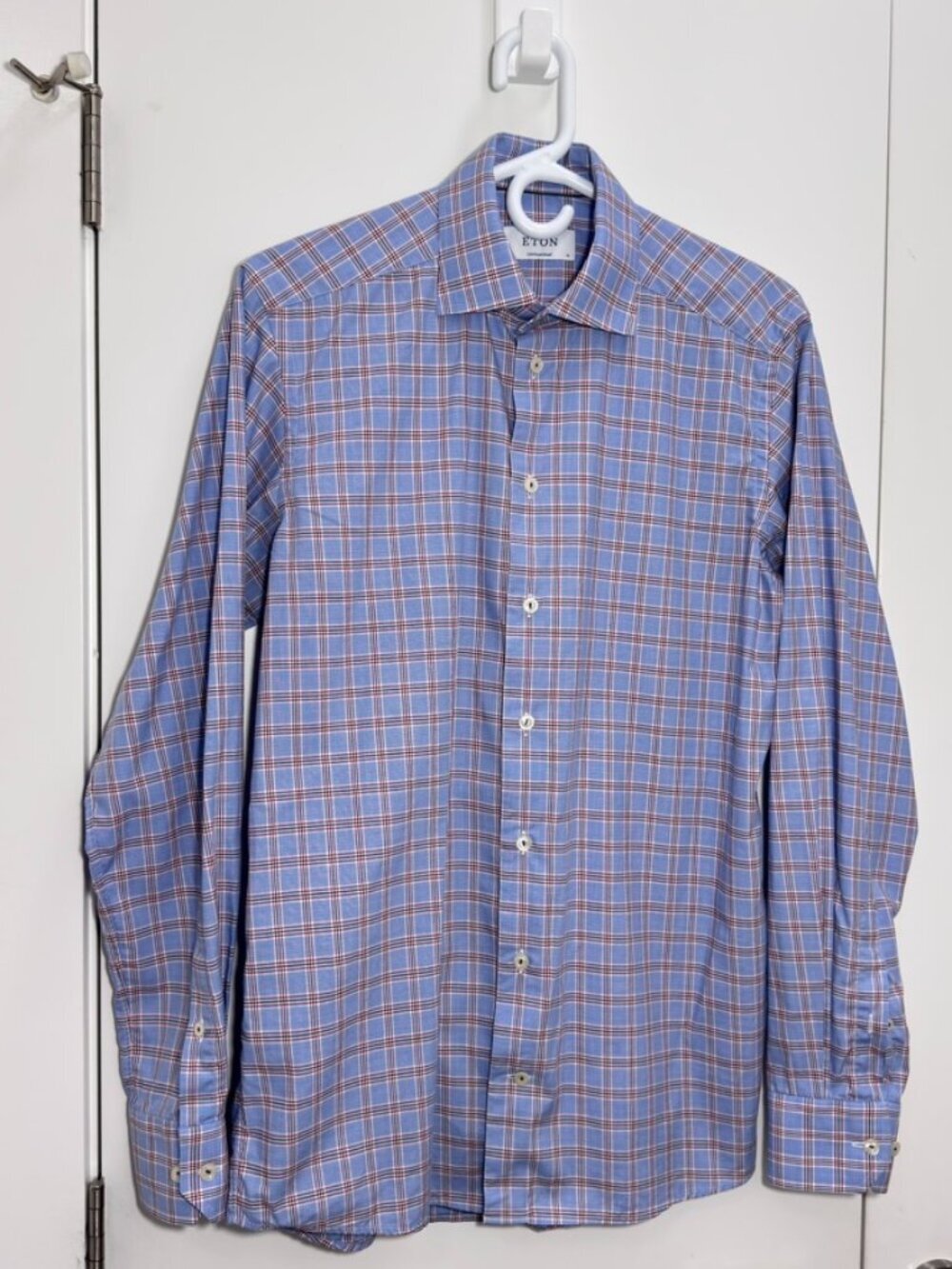 ETON Shirt Long Sleeve Plaid Button-Down 100% cotton  Men's 38-15